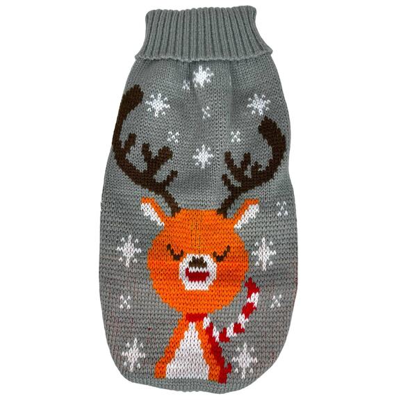 unknown Other - Knitted Dog Sweater Reindeer and Snowflake Christmas Print Size XL